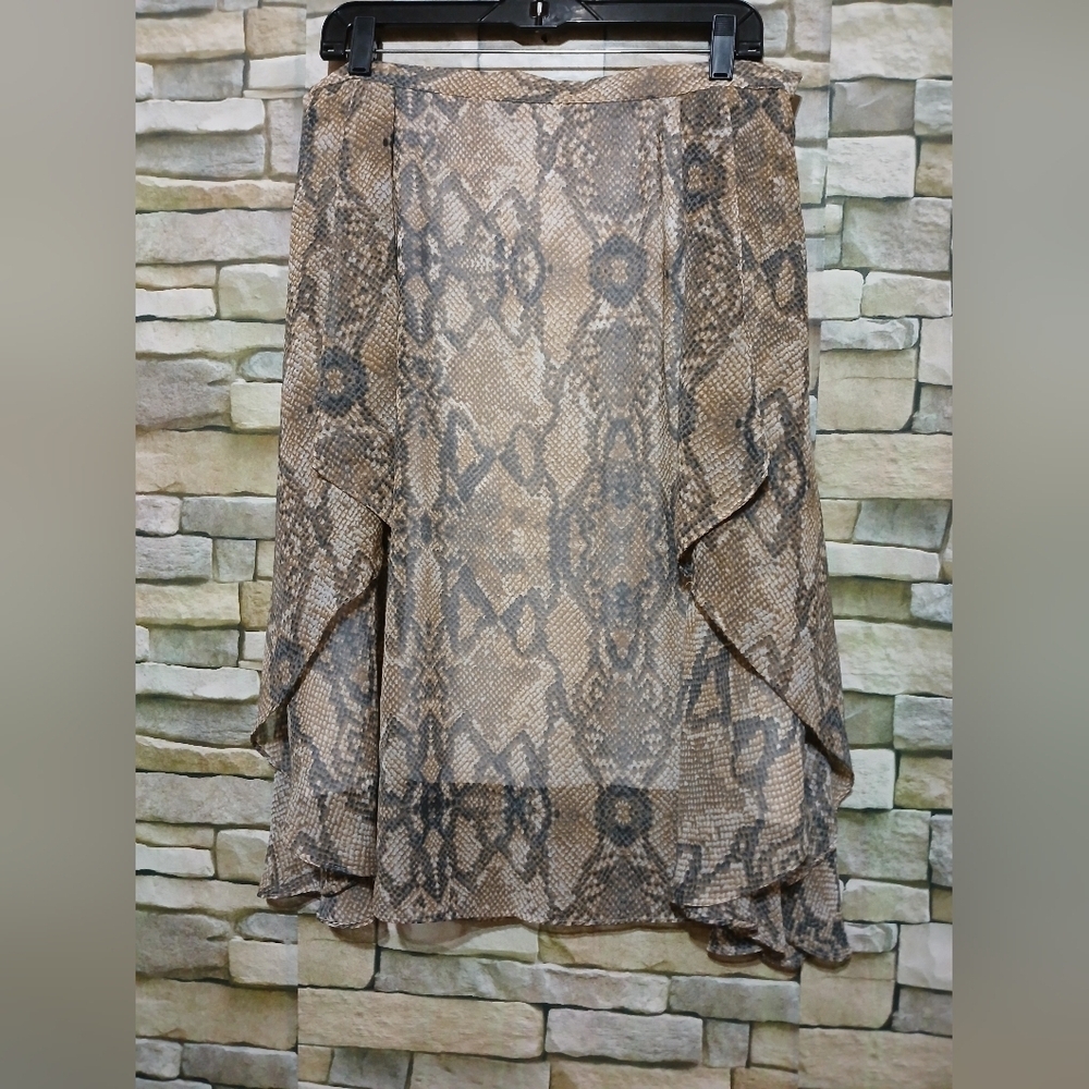 Jaclyn Smith Large Snakeskin Print Flowy Midi‎ Skirt